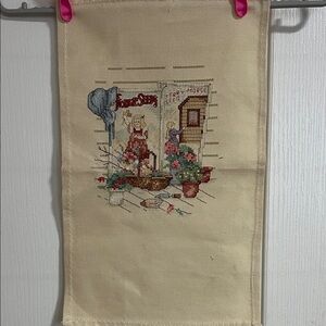 Vintage Kitchen Wall Hanging with cross stitch Embroidered Design
